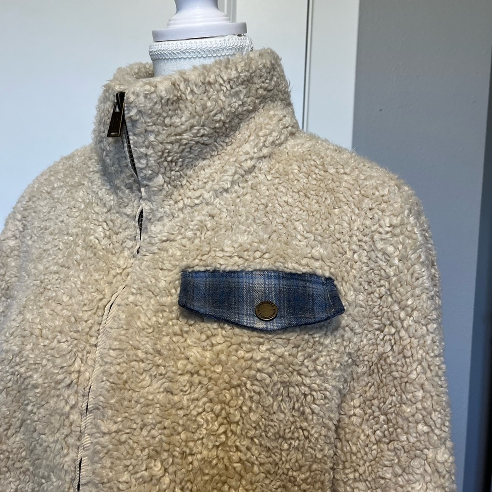 Pendleton Jacket Cream Sherpa Flannel Trim L - Picture 6 of 11